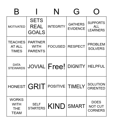 TES STAFF DNA Bingo Card