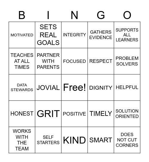 TES STAFF DNA Bingo Card