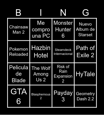 Cosas que salen antes que Silksong. Bingo Card