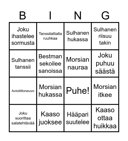 Hääbingo Card