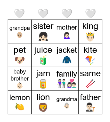 The Family Photo Bingo Card