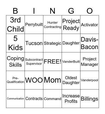 Focused Manager Bingo Card