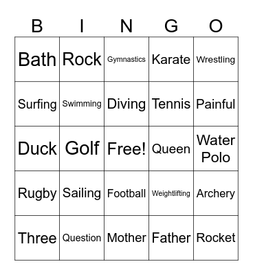 Upper Intermediate Bingo Card