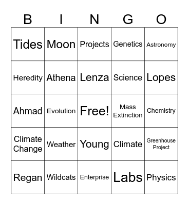 Science 2024 Bingo Card