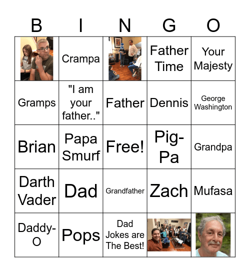 Fathers' Day Bingo Card