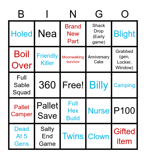 Dead by Daylight BINGO!! Bingo Card