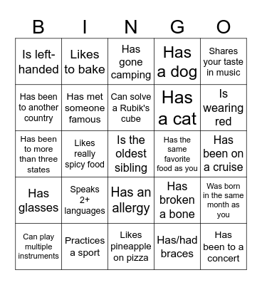 Icebreaker Bingo: Find Someone Who Bingo Card