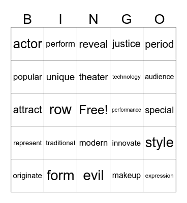 Lesson 5 Bingo Card