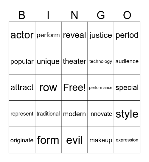 Lesson 5 Bingo Card