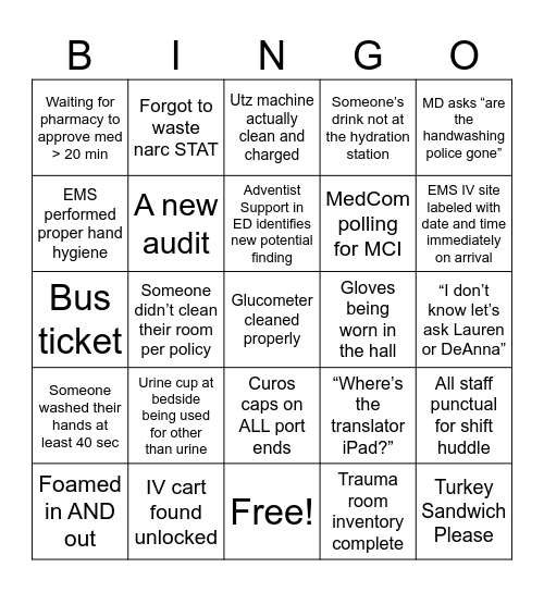 Mostly CDPH Bingo Card