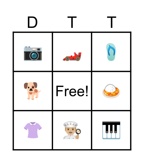 DT TRAINER Bingo Card