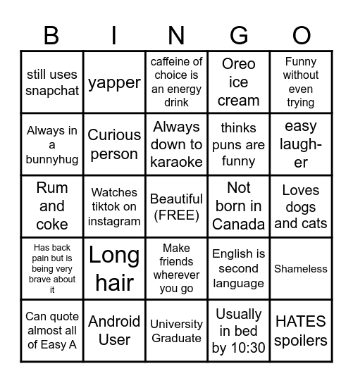 Kelly Bingo Card