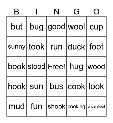 Short oo and u Bingo Card