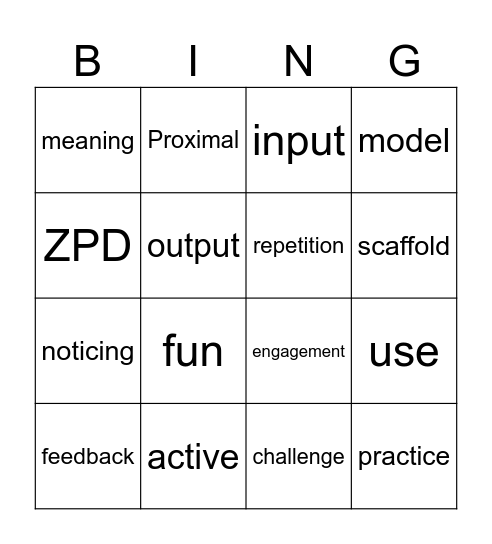 Studycat Learning Bingo Card