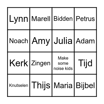 Kindernevendienst Bingo Card