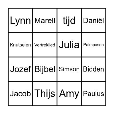 Kindernevendienst Bingo Card