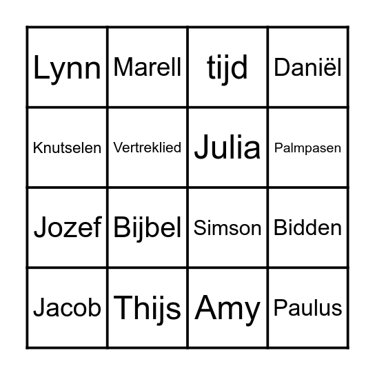 Kindernevendienst Bingo Card