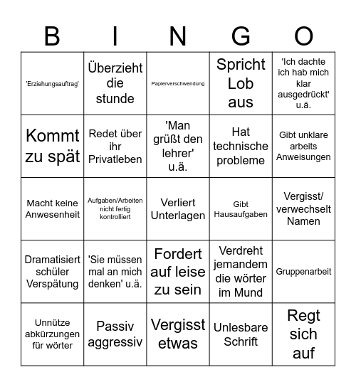 Körner bingo Card