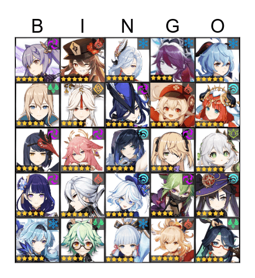 GENSHIN Bingo Card