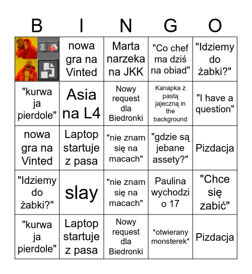 Wygrywające Ruchy Bingo Card