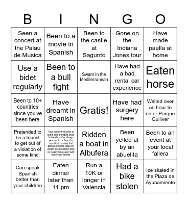 Expat Bingo Card