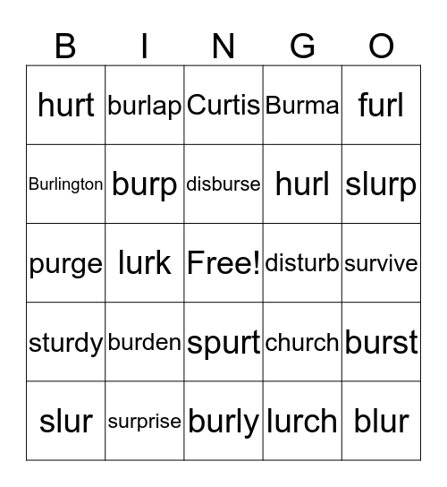 /ur/ Bingo Card