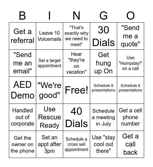 Phone Block Bingo Card