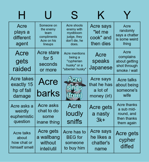 AcretheDog Bingo Card