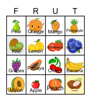 FRUITS Bingo Card