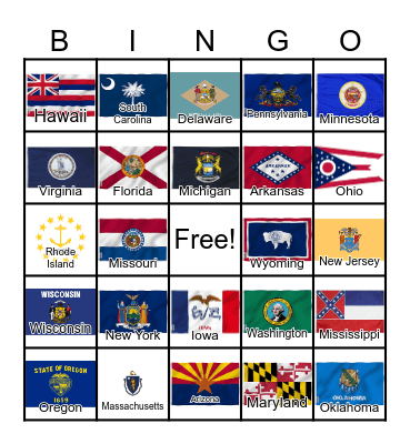 USA Flags Bingo Card