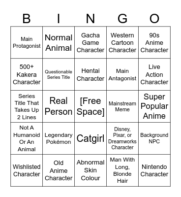 Mudae Bingo Sheet Bingo Card