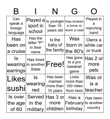 FIND SOMEONE WHO..... Bingo Card