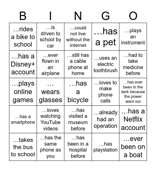 Find someone who… Bingo Card