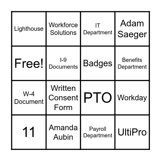 UCF Cards BINGO Card