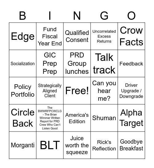 PRD BINGO Card