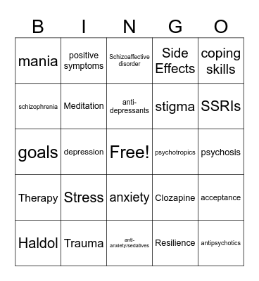 Living Well Bingo Card