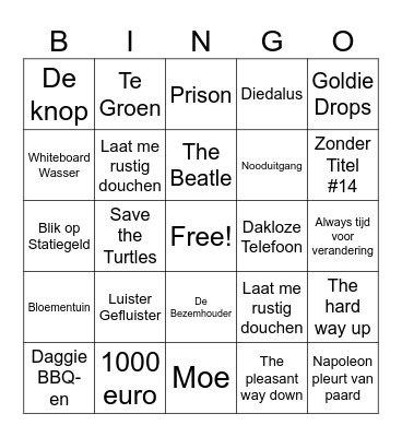 Guerilla Art Games Bingo Card