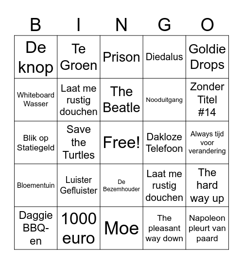 Guerilla Art Games Bingo Card