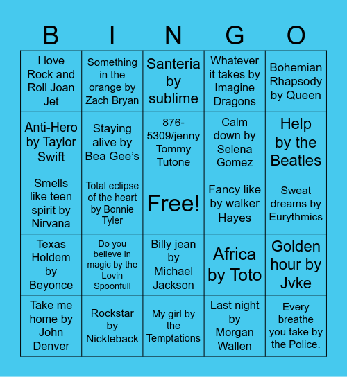 MUSICAL  BINGO Card