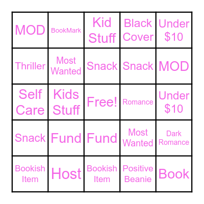 Bookish Things Bingo Card
