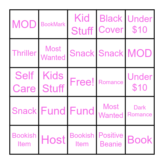 Bookish Things Bingo Card