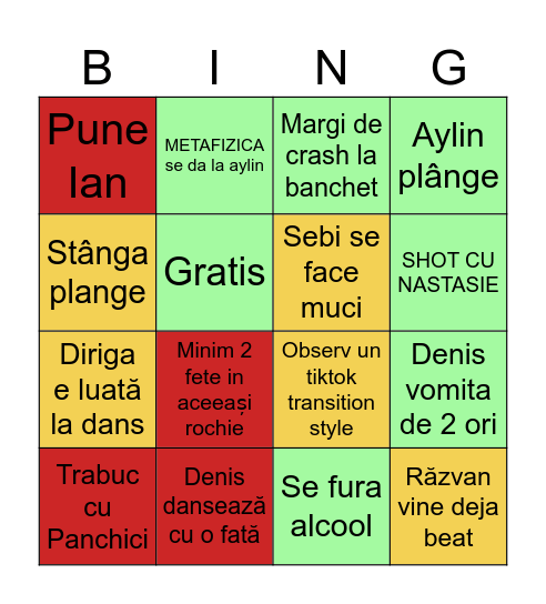 Bingo Traian Rizz party Bingo Card