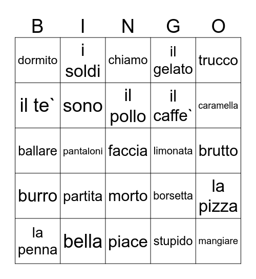 Favorite Italian word - Period 3 Bingo Card