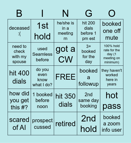 Can only mark one box at a time, no double hitting Bingo Card