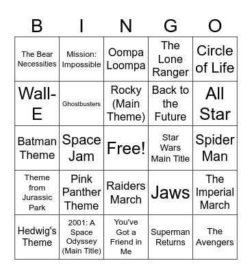 SINGO! Movie Edition Bingo Card