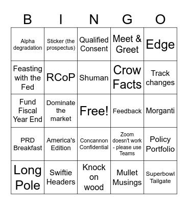 PRD Bingo Card