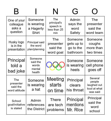 Olympic Bingo Card