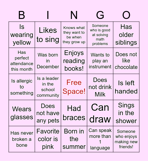 GET TO KNOW HER BINGO Card