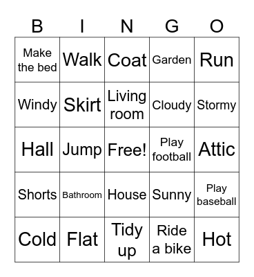 Starters 7-9 Bingo Card
