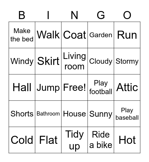 Starters 7-9 Bingo Card